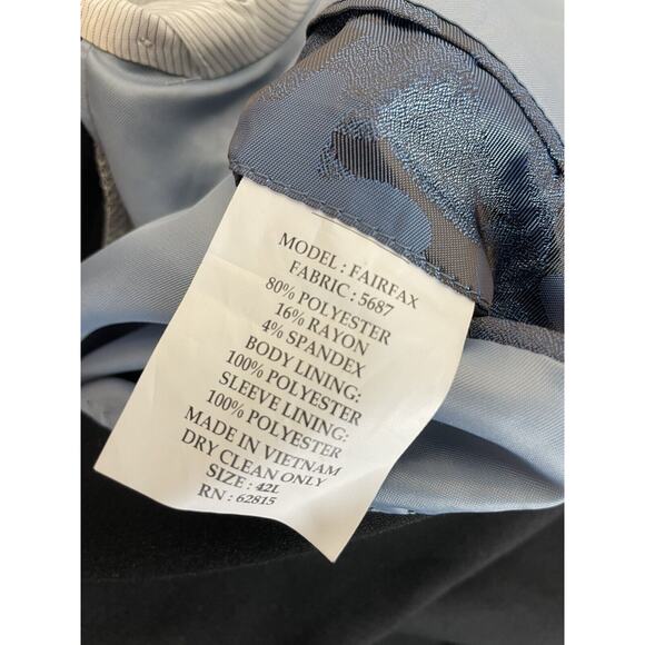 The Savile Row Fairfax Mens 42L Brit Skinny Black Notch Vent Blazer Suit Jacket - Picture 6 of 7